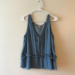 Cato chambray sleeveless peplum top
